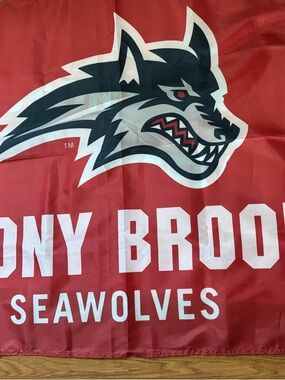 Stony Brook Seawolves Red Team Logo Flag